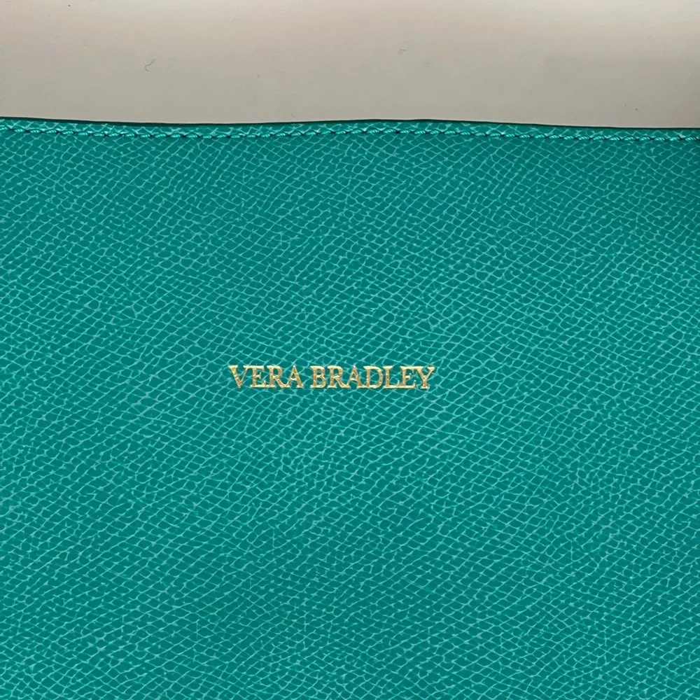 Vera Bradley Teal Pebbled Leather Tote - Picture 4 of 11